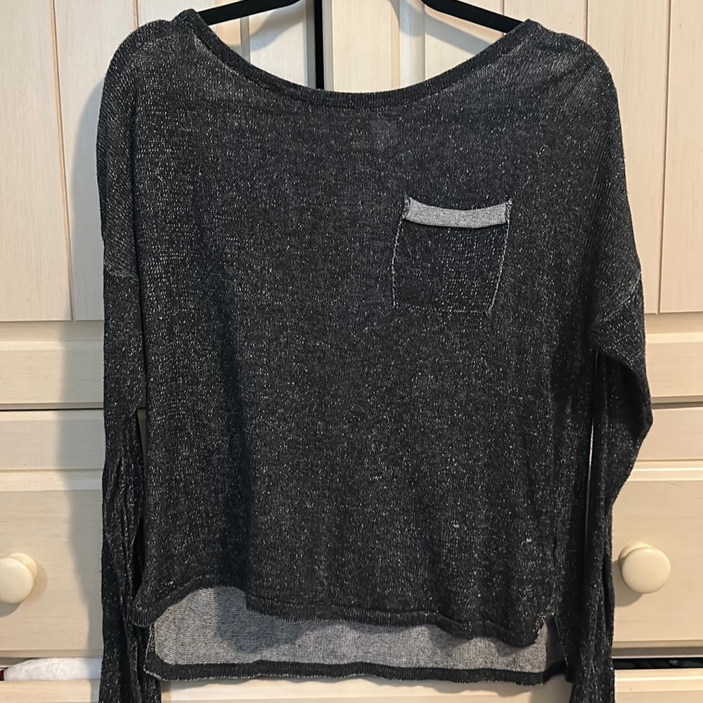 Divided heathered long sleeve top